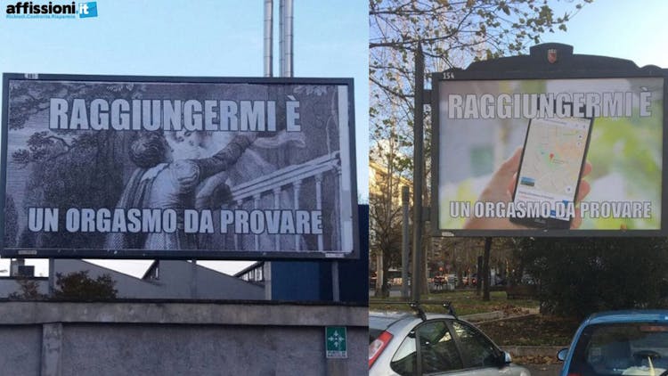 Affissioni a Roma e Milano: &#8220;Raggiungermi è un orgasmo da provare&#8221;
